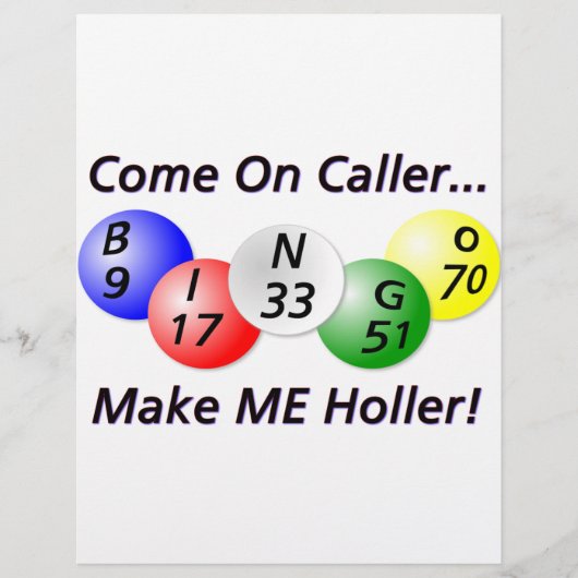Papier Bingo ! Allez Caller, fais-MOI Holler ! (Devant)