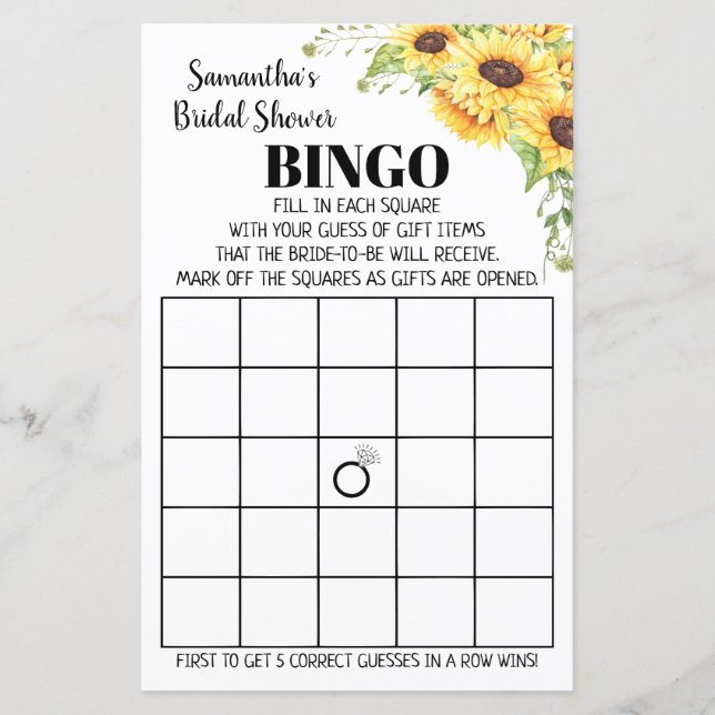 Papier Bingo anglais espagnol Brive jeu tournesol (Devant)