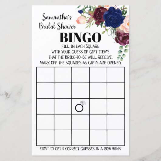 Papier Bingo anglais espagnol nuptiale jeu de douche mari (Devant)
