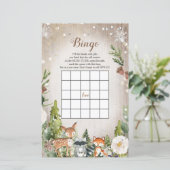 Papier Bingo Baby shower Animaux d'hiver Bois (Debout devant)