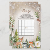 Papier Bingo Baby shower Animaux d'hiver Bois (Devant / Derrière)