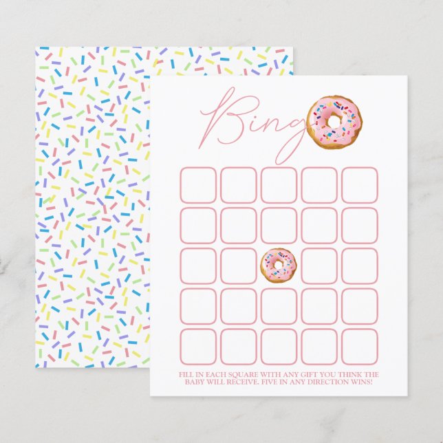 Papier Bingo Baby Shower Beignet Poudré (Devant / Derrière)