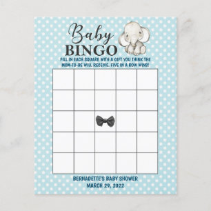 Papier Bingo Baby shower Blue Elephant