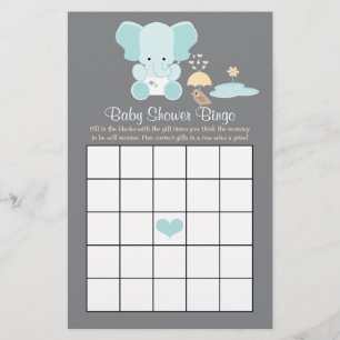 Papier Bingo Baby shower Blue Elephant
