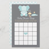 Papier Bingo Baby shower Blue Elephant (Devant / Derrière)