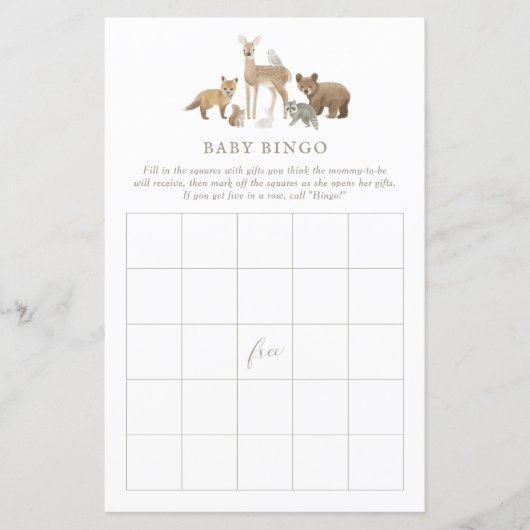 Papier Bingo Baby shower de bois (Devant)