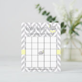 Papier Bingo Baby shower Eléphant Jaune et Gris Douce (Debout devant)