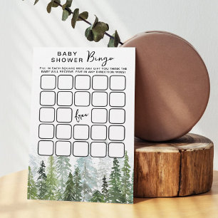 Papier Bingo Baby shower forestier de pins d'aquarelle