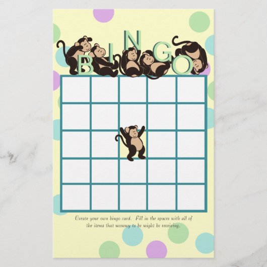 Papier Bingo Baby shower singe (Devant)