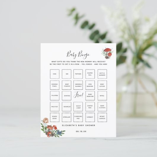 Papier Bingo bébé | Jeu de Baby shower de fées enchantées (Debout devant)