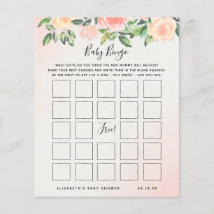 Papier Bingo bébé   Jeu de Baby shower floral