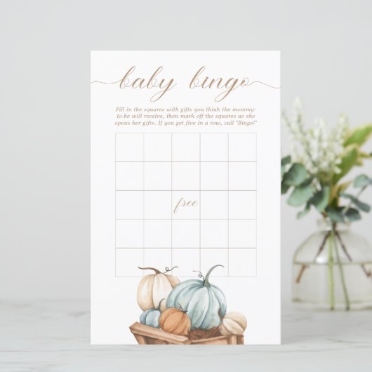 Papier Bingo Bébé - Rustique Automne Baby shower Automne (Debout devant)
