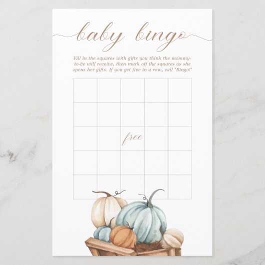 Papier Bingo Bébé - Rustique Automne Baby shower Automne (Devant)
