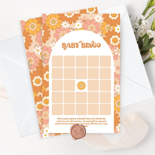 Papier Bingo bébé super à fleurs rétro (Créateur téléchargé)