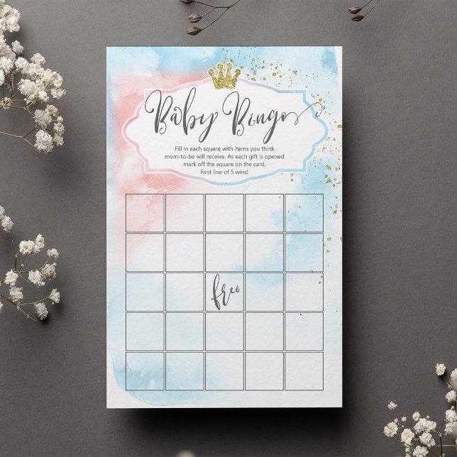 Papier Bingo bébé tendance | Jeu de Baby shower de révéla (Créateur téléchargé)