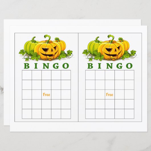 Papier Bingo citrouille mignon (Devant / Derrière)