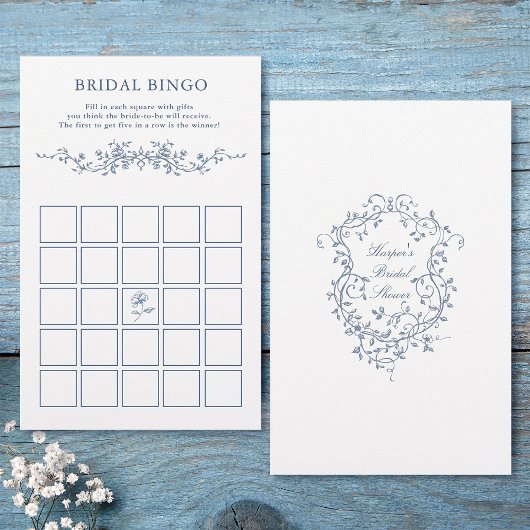 Papier Bingo classique bleu Floral Bridal