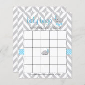 Papier Bingo de Baby shower bleu et gris doux (Devant / Derrière)