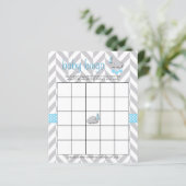Papier Bingo de Baby shower bleu et gris doux (Debout devant)