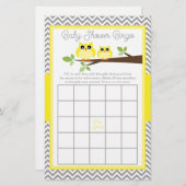 Papier Bingo de Baby shower Chevron gris Chevron jaune cl (Devant / Derrière)