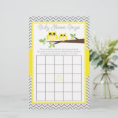 Papier Bingo de Baby shower Chevron gris Chevron jaune cl (Debout devant)