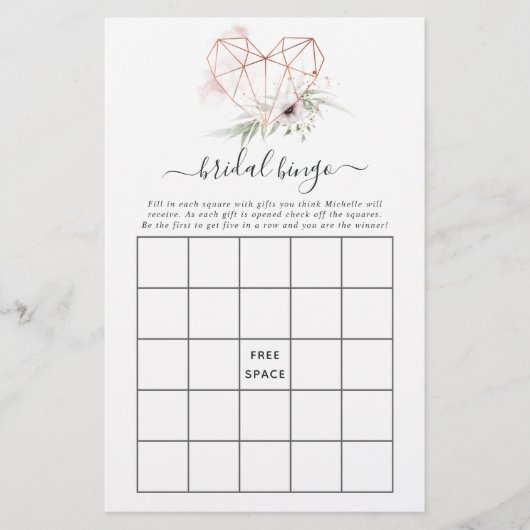 Papier Bingo de Baby Shower de Mariage Géométrique Eucaly (Devant)