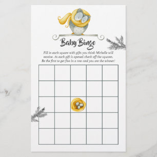 Papier Bingo de Baby Shower de Noël Hiver Aquarelle Choue