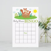 Papier Bingo de baby shower écureuil des bois (Debout devant)