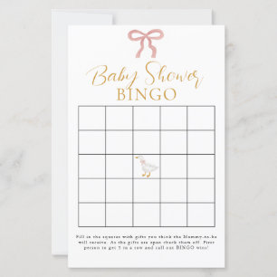 Papier Bingo de Baby Shower Rose et Gingham avec une Oie