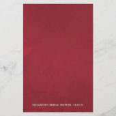 Papier Bingo de dégustation de vin de mariage floral Bour (Dos)