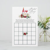 Papier Bingo de dégustation de vin de mariage floral de B (Debout devant)
