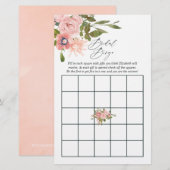 Papier Bingo de douche de mariée Rose Gold et rose saumon (Devant / Derrière)