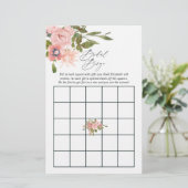 Papier Bingo de douche de mariée Rose Gold et rose saumon (Debout devant)