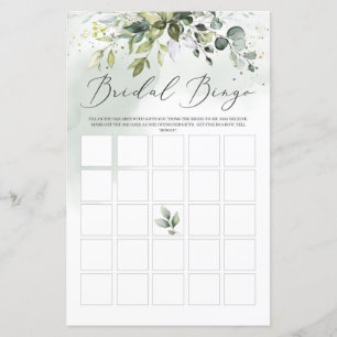 Papier Bingo de douche nuptiale du feuillage d'eucalyptus