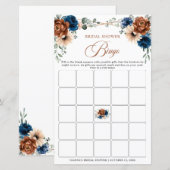 Papier Bingo de Fête des mariées de la marine en terre cu (Devant / Derrière)