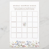 Papier Bingo de Fête des mariées de prairie Fleur sauvage (Devant)