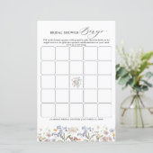 Papier Bingo de Fête des mariées de prairie Fleur sauvage (Debout devant)