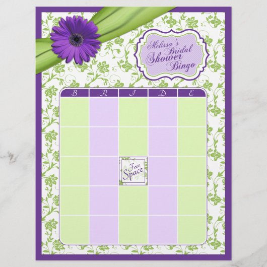 Papier Bingo de Fête des mariées florale violet Daisy ver (Devant)