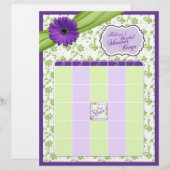 Papier Bingo de Fête des mariées florale violet Daisy ver (Devant / Derrière)