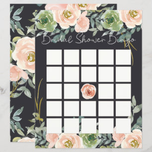 Papier Bingo de la douche de mariage florale pastel vert