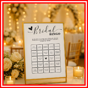 Papier Bingo de la douche de mariée - Calligraphie élégan