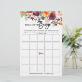 Papier Bingo de la Fête des mariées florale de Bourgogne  (Debout devant)