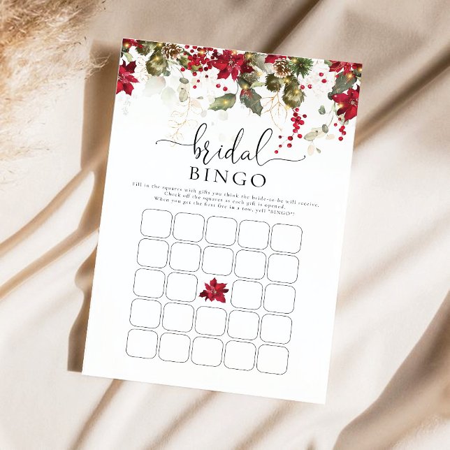 Papier Bingo de la Fête des mariées rouge de Noël (Créateur téléchargé)