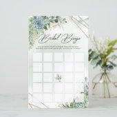 Papier Bingo de la mariée de l'eucalyptus vert succulent (Debout devant)