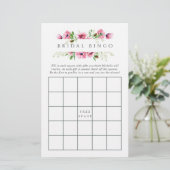 Papier Bingo de Lancer de Mariage Fleurs d'Aquarelle Rose (Debout devant)