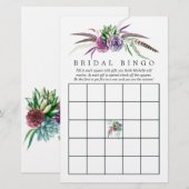 Papier Bingo de Mariage Bohème Mystique de Succulentes (Devant / Derrière)