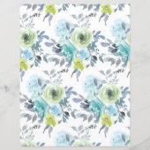 Papier Bingo de mariage floral bleu clair jaune vert (Dos)