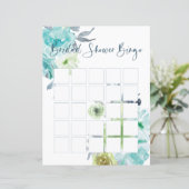 Papier Bingo de mariage floral bleu clair jaune vert (Debout devant)