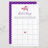 Papier Bingo de mariage Jeu de Baby Shower Thé Violet (Devant / Derrière)