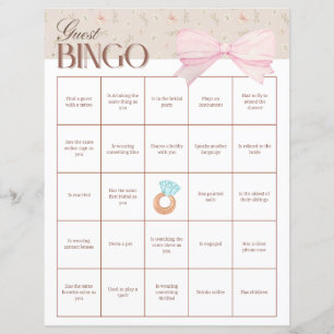 Papier Bingo des invitées à la fête de mariage